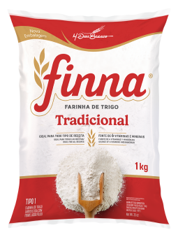Embalagem do Produto Finna wheat flour type 1, plastic packaging